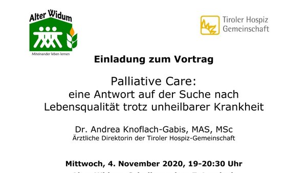 Flyer zum Vortrag "Palliative Care"