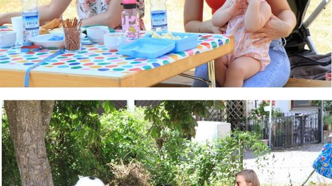 Kinder und Frauen beim Sommerfest im Grünen